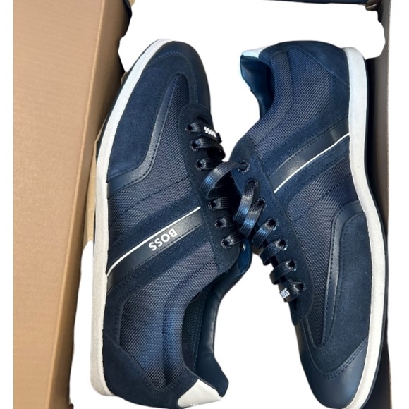 NIB Hugo Boss Stiven Sneakers in Dark Blue Men's Size 7 New in Box - Picture 4 of 5